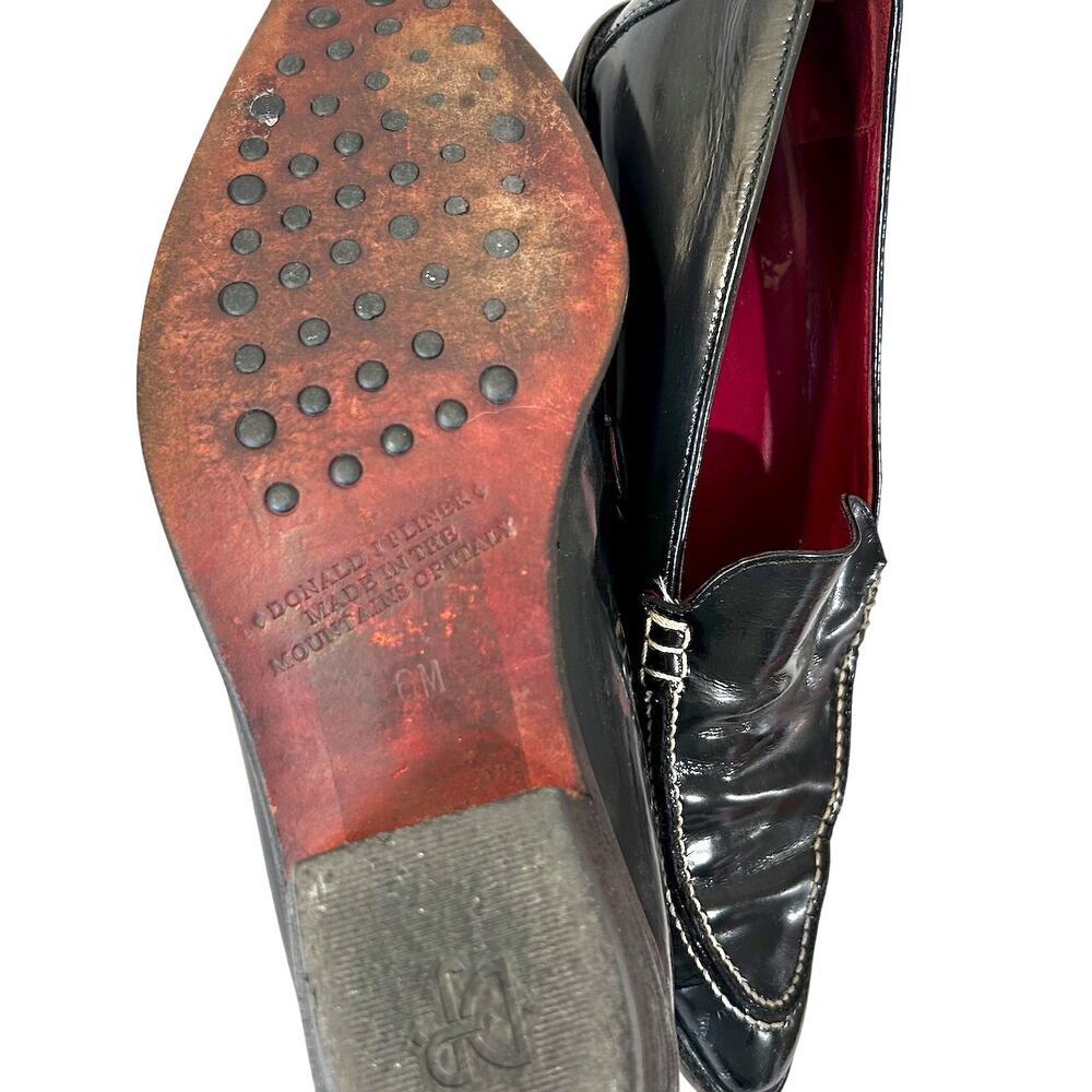 Vintage Donald Pliner Italian Black Leather Slip On Loafers 6M Quiet Luxury - Picture 7 of 7